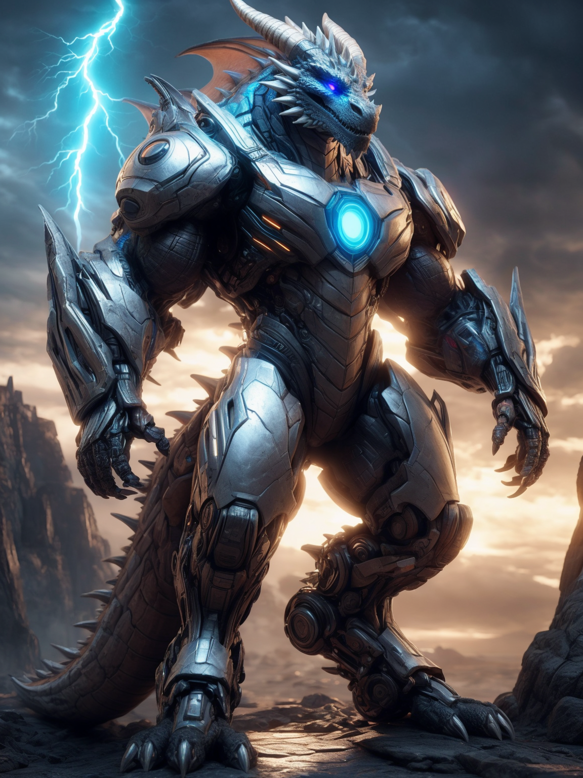 51421-2466258471-An advanced bionic mech, cybrog, anthro, dragon, male, white body, silver torse, shiny, full body, Muscle, Delicate face, Delica.png